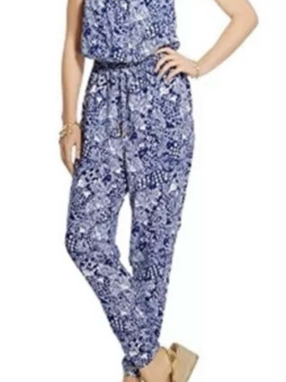 Lilly Pulitzer for Target Navy & White Printed Sleeveless Jumpsuit